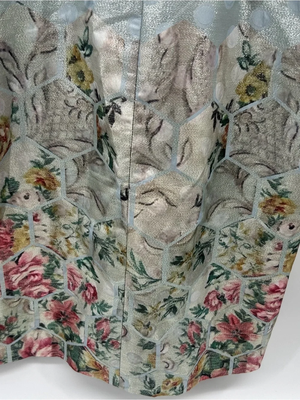 Ted Baker Cream and Light Blue Floral Wrap Midi Dress